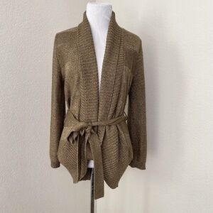 The Limited Sweater Cardigan Size Small Brown Bronze Shimmer Belted